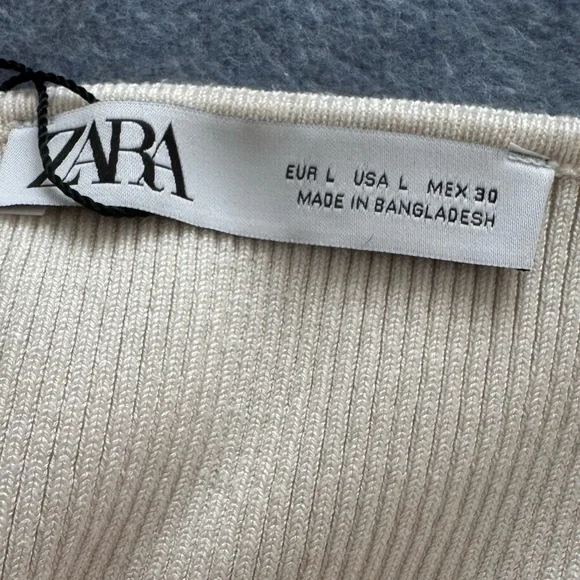 NWT-Zara Beige Ribbed Halter Top Perfect Condition Size Large - Picture 2 of 4